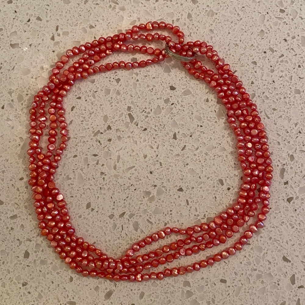Salmon colored fresh water pearls EUC